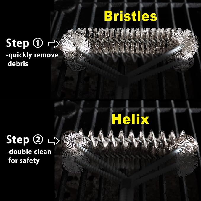 GRILLART Grill Brush [Wire + Helix] Combined BBQ Brush - Safe & Efficient Grill Cleaning Brush - 18" Grill Cleaner Brush Scrubber for Gas/Porcelain/Charbroil Grates – BBQ Accessories Gifts for Men/Dad