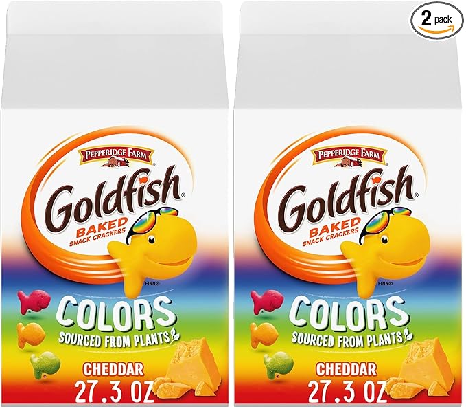 Goldfish Colors Cheddar Cheese Crackers, 27.3 oz Carton (Pack of 2)