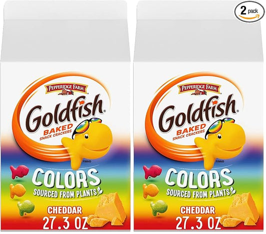 Goldfish Colors Cheddar Cheese Crackers, 27.3 oz Carton (Pack of 2)