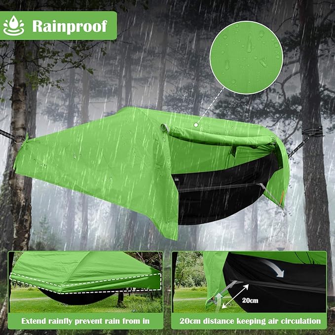 WintMing Hammock with Mosquito Net and Rain Fly Cover 3 in 1 Camping Hammock Tent 440lbs Load