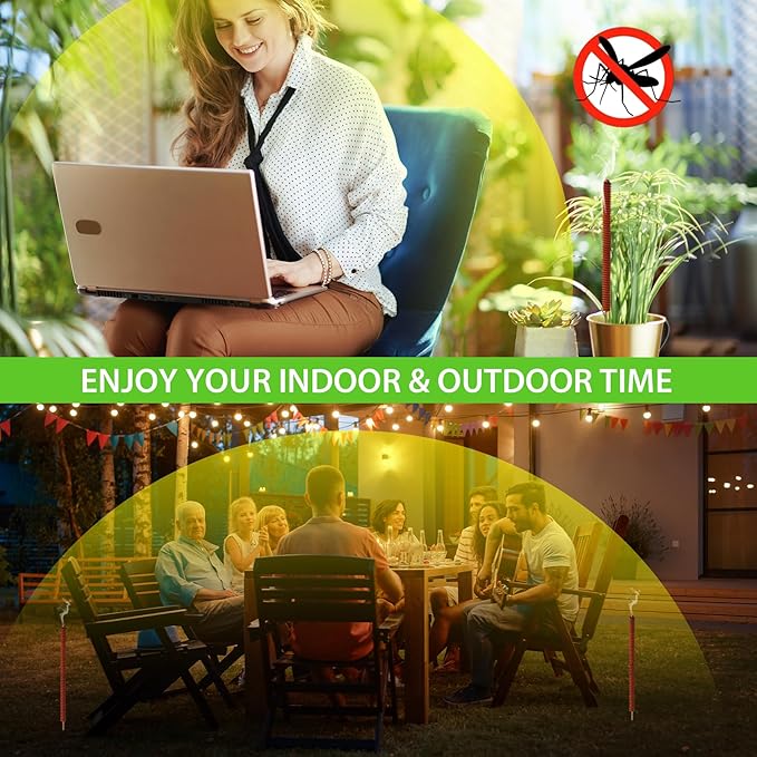 BugBai® Mosquito Repellent Outdoor Patio 24PCS, Extra Large Natural Citronella Incense Sticks for 8-Hour Protection, DEET-Free Mosquito Barrier Control for Indoor Backyard Travel Camping Fishing