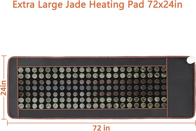 Far Infrared Heating Pad, Natural Jade and 2 Different Tourmaline Large Heating Pad, Electric Heating Pads for Back Abdomen, Auto Shut Off Function, 72" X 24",Father's Day Gifts