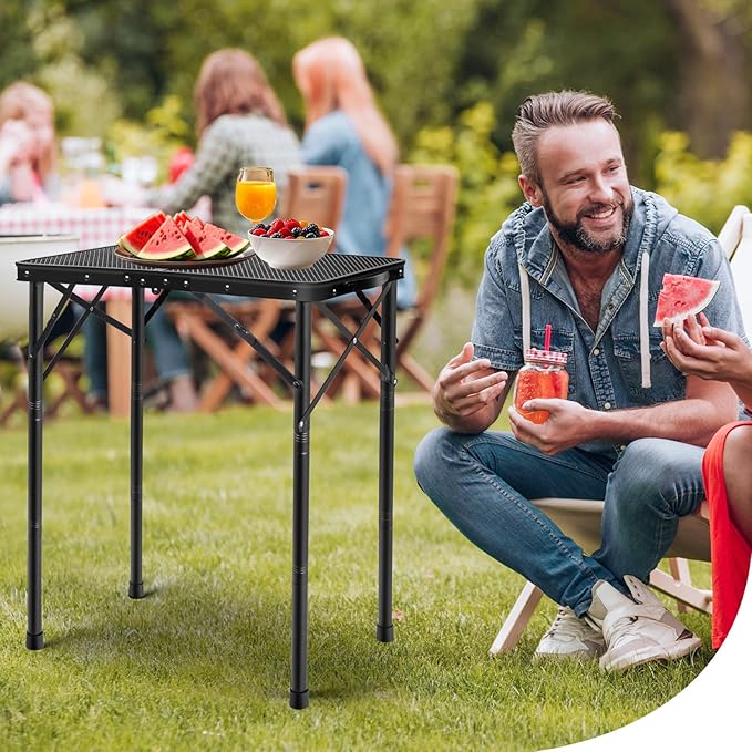 Small Folding Grill Table 3 Heights, Easy for Storage, Compact and Portable Picnic Table for Outdoor Camping, Garden, Patio, Dining, BBQ, Party, Market, 2Ft (Small, Black)