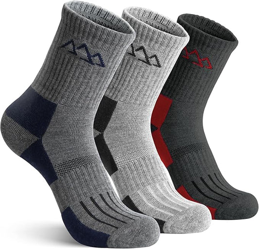 innotree 3 Pack Men's Merino Wool Hiking Socks, Micro Crew Cushioned Hiking Walking Thermal Moisture Wicking Trekking Socks