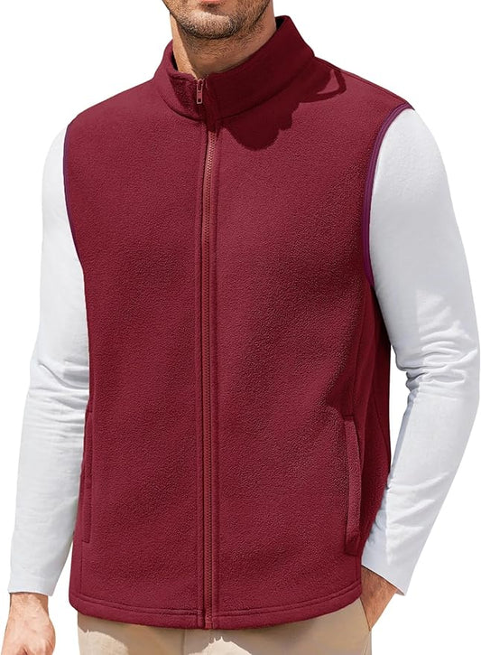 COOFANDY Mens Polar Fleece Vest Lightweight Sleeveless Jacket Warm Zip up Outerwear Vests with Zipper Pockets for Hiking