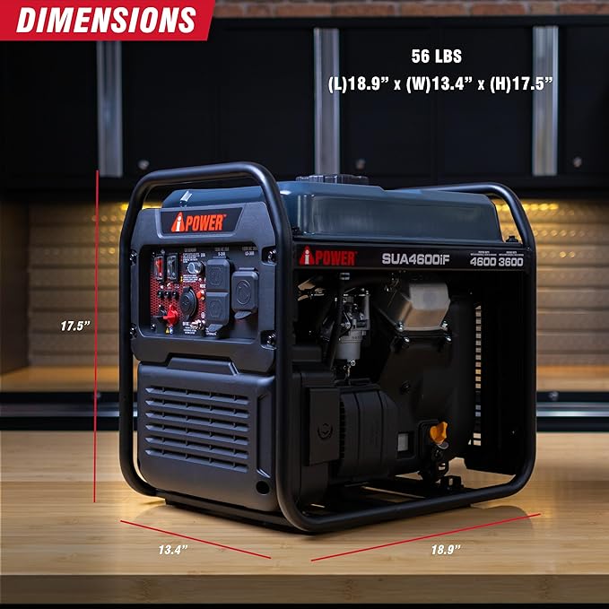 A-iPower 4600W RV-Ready Quiet Portable Inverter Generator Gas Powered, Ultra-lightweight Open Frame Power Supply for Tailigating/Home Backup, CO Sensor