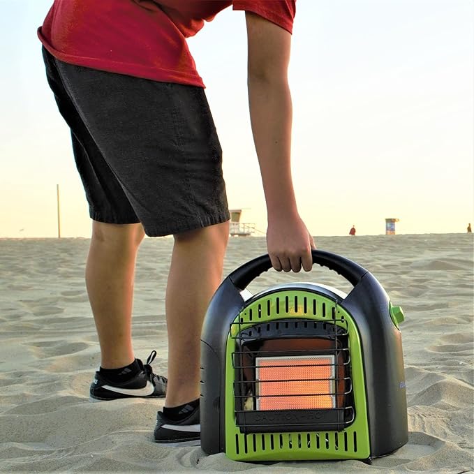 Flame King YSN-CHS10 10,000 BTU Propane Space Radiant Portable Heater Indoor* & Outdoor for Camping, Garage, Ice Fishing, Patio, Green/Black 10K