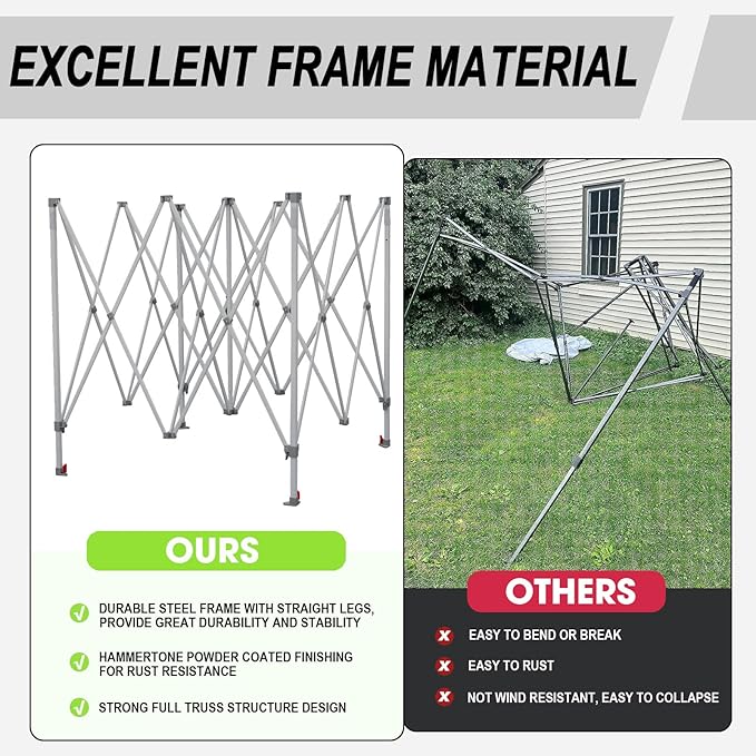 Eurmax USA Standard 10x10ft Patio Pop Up Canopy Tent for Outdoor Events Commercial Instant Canopies with Heavy Duty Roller Bag,Bonus 4 Canopy Sand Bags (White)