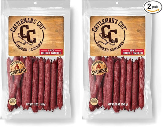 Cattleman's Cut Spicy Double Smoked Sausages, 12 Ounce (Pack of 2)