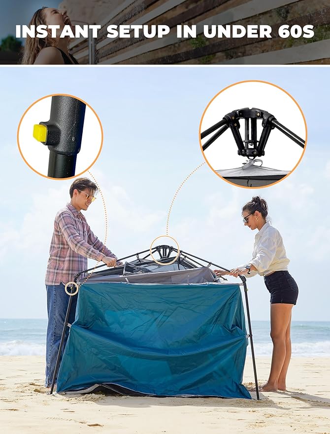 KingCamp Instant Shower Tent, Portable Superior Stable Privacy Shelter, Large Room Outdoor Toilet Tent with Floor for Beach, Camping & Hiking, Setup in Under 60s