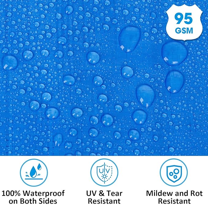 Double-Sided Waterproof Poly Tarp 14x20 Feet 5mil Thick Polyethylene Tarps, Perfect for Outdoor Use, Plastic Cover & Mat for Tent Camping Storage Boat Bikes Vehicles