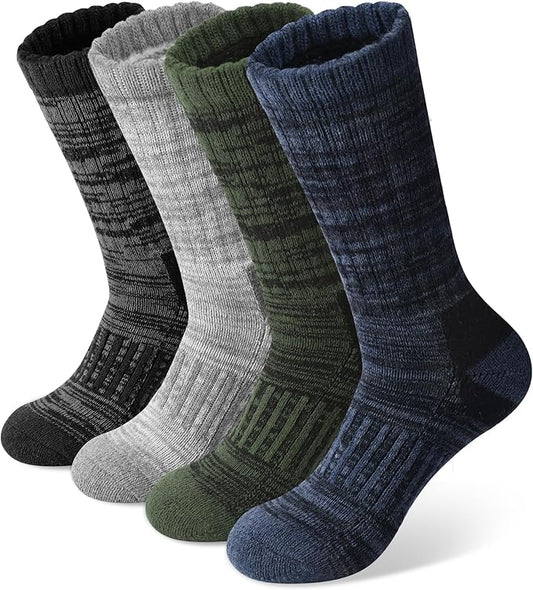 Justay 4 Pairs Merino Wool Socks for Women, Hiking Thermal Warm Winter Cozy Thick Boot Socks for Women Gifts
