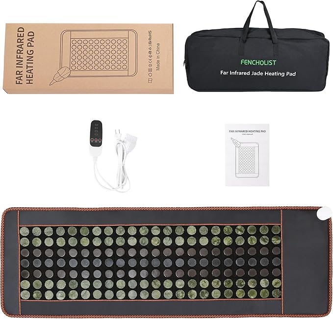 Far Infrared Heating Pad, Natural Jade and 2 Different Tourmaline Large Heating Pad, Electric Heating Pads for Back Abdomen, Auto Shut Off Function, 72" X 24",Father's Day Gifts