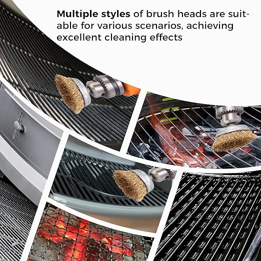 6 Pc Wire Wheel Brush for Grill Cleaning Removes Stubborn Stains,Rust Removal, Corrosion, Polishes Metal Burrs, and Scrubs Surfaces Perfect for BBQ Ovens and Grills Compatible with electric hand drill