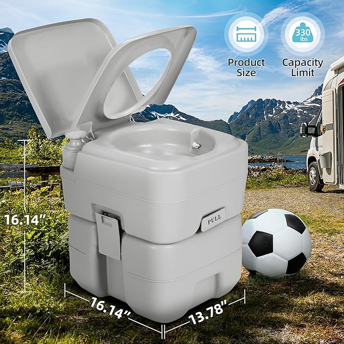 YITAMOTOR Portable Camping Toilet, RV Travel composting toilet with 20L Detachable Waste Tank, Double Water Spouts, Portable Toilet for Camping, Hiking