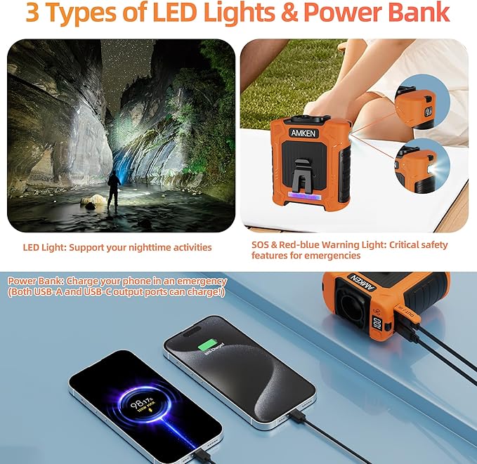 All-New 2025 Version Waist Fan - Portable Belt Clip Fan with 10000mAh Battery, 35H Runtime, 6 Speeds, 59ft/s Strong Wind with LED SOS Light, 18500RPM for Jobsite, Farming, Fishing, and Travel
