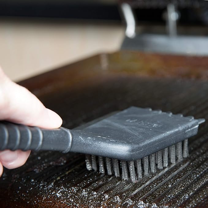 Panini Grill Brush Cleaner, Grill Brush for Commercial or Home BBQ Grills, Panini Press, Stainless Steel Bristles w/ 3 Different Scraper Heads for Tough Grimes for Restaurants by FryOilSaver Co. 90052