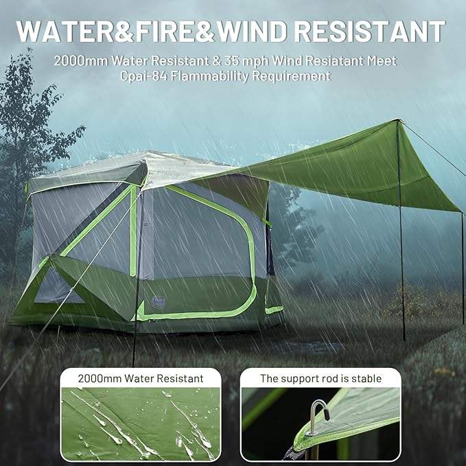 TIMBER RIDGE 4-6 Person Instant Pop Up Hub Tent, Easy 60 Second Setup, Weather Resistant Portable Camping Family Tent Cabin Tent with Rain Fly and Carry Bag for Outdoor Travel
