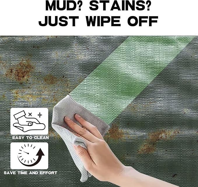 Heavy Duty Tarp Waterproof Outdoor Tarps Multi-Purpose Tear and Rip Proof UV Resistant Green Tarpaulin with Reinforced Grommets and Edges (5mil, 8' x 10')