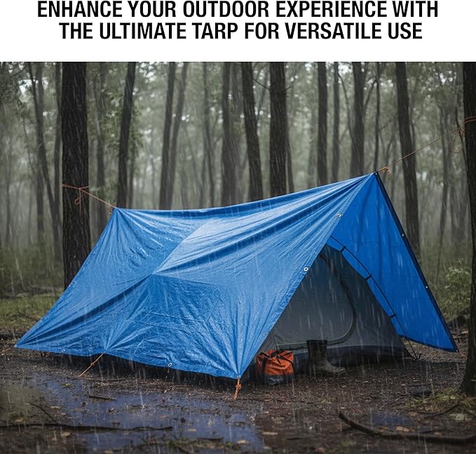Tarps Multi-Purpose Duty Waterproof 30x50 - All Purpose 5 MIL Tarp - High Durability 30x50 Tarp - Construction, Rain Shelter, Outdoor Cover and Camping Use