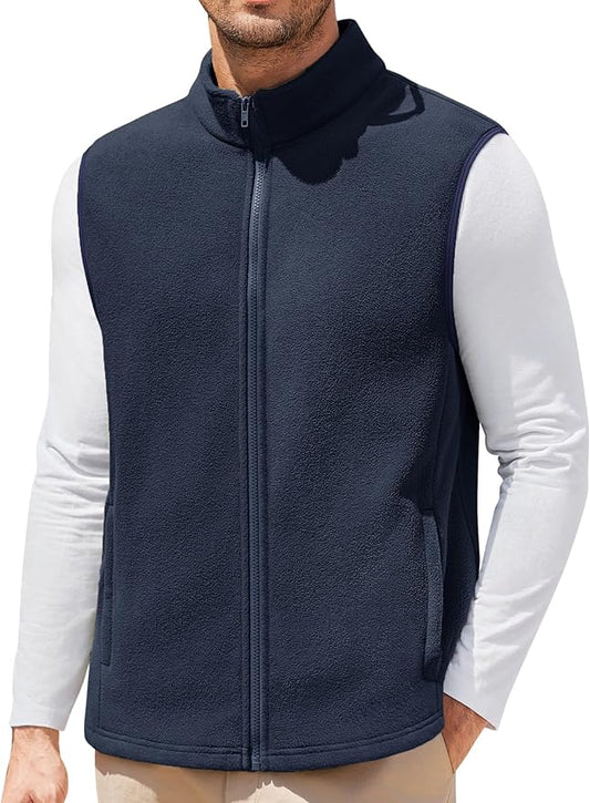 COOFANDY Mens Polar Fleece Vest Lightweight Sleeveless Jacket Warm Zip up Outerwear Vests with Zipper Pockets for Hiking