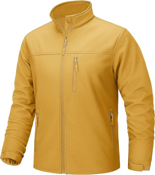 TACVASEN Men's Lightweight Softshell Jacket Fleece Lined Waterproof Tactical Rain Zip Up Winter Coat Windbreaker Casual