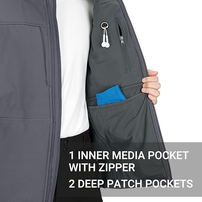 Outdoor Ventures Men's Running Vest Outerwear, Lightweight Windproof Fleece-Lined Softshell Sleeveless Jacket for Golf