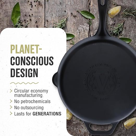 Victoria 12-Inch Cast Iron Skillet, Pre-Seasoned Cast-Iron Frying Pan with Long Handle, Made in Colombia