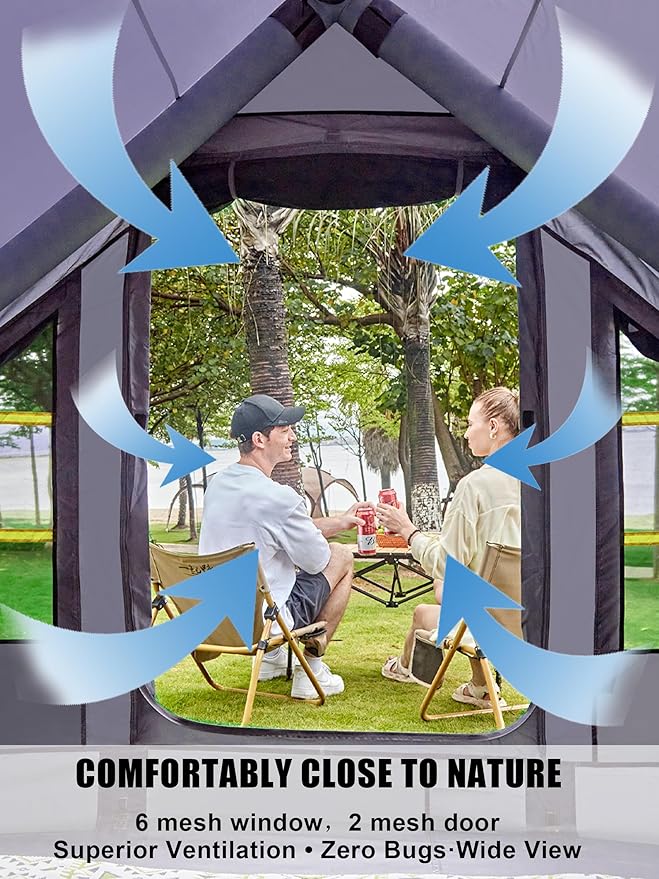 Inflatable Tents for Camping - Easy Blow Up Glamping Tent with Hand Pump, Waterproof PVC Air Inflatable Tent House for Family Weekend Camping