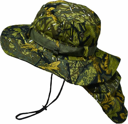 Glory Max Bucket Boonie Hat with Neck Flap Cover Sun Safari Wide Brim Fishing Garden Hiking Cap