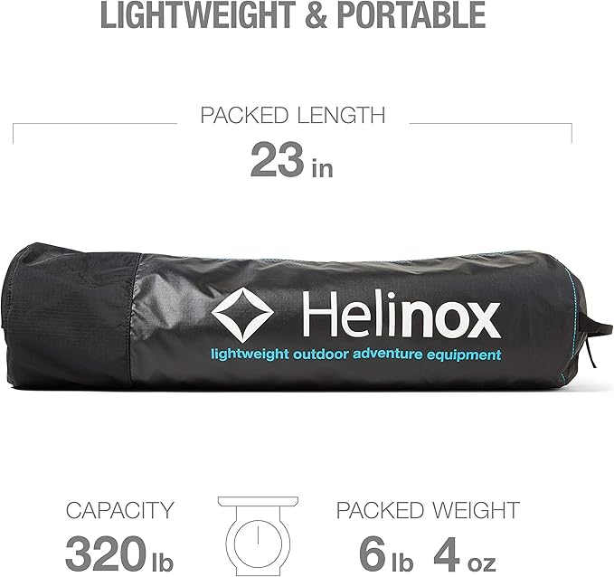 Helinox Cot One Lightweight, Compact, Collapsible, Portable Camping Cot, Long, Black