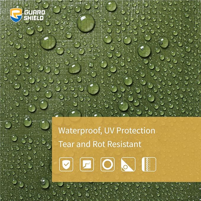 GUARD SHIELD Tarp Green Tarps Heavy Duty Waterproof 8x10 Feet Extra Large Outdoor Tarp Cover 12mil