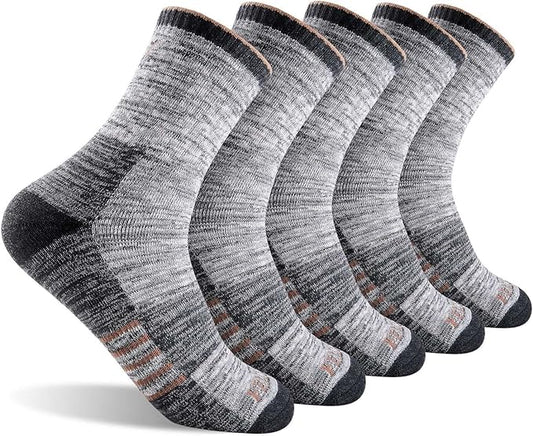 FEIDEER Men's Women's Hiking Walking Socks, Unisex Moisture Wicking Cotton Cushion Ankle Quarter Crew Socks with Arch Support
