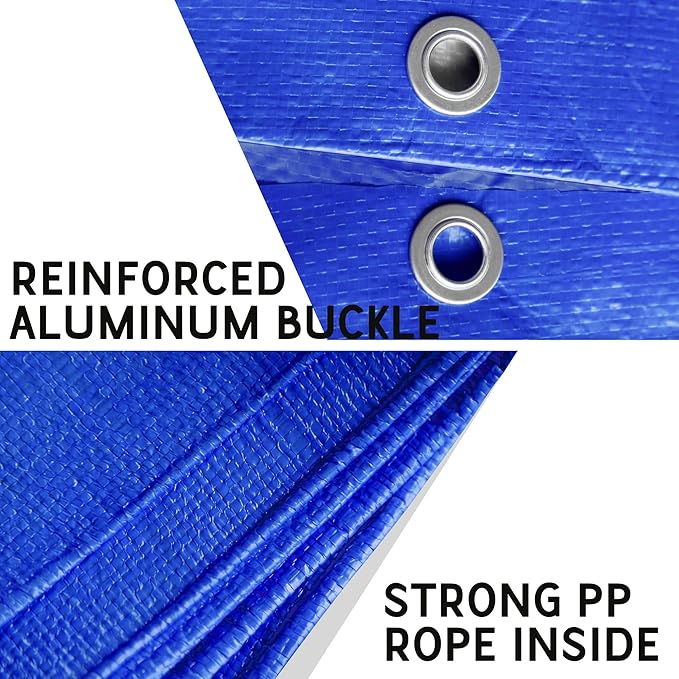 STARPYNG-7 Mil Blue 9X12 Feet Tarp-Multifunctional Blue Waterproof Tarpaulin-Waterproof, UV Resistant, Rip and Tear Resistant, Poly Tarpaulin with Reinforced Edges for Cover