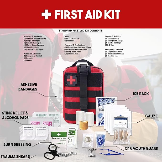 Denver: 3 Person 72 Hour Survival Backpack Kit - 210 Piece Bugout Bag - Upgraded Bug Out Kit w/Complete Tactical Home Emergency Survival Kits - Comprehensive Bug Out Bag Survival Kit (Black, 3 Person)