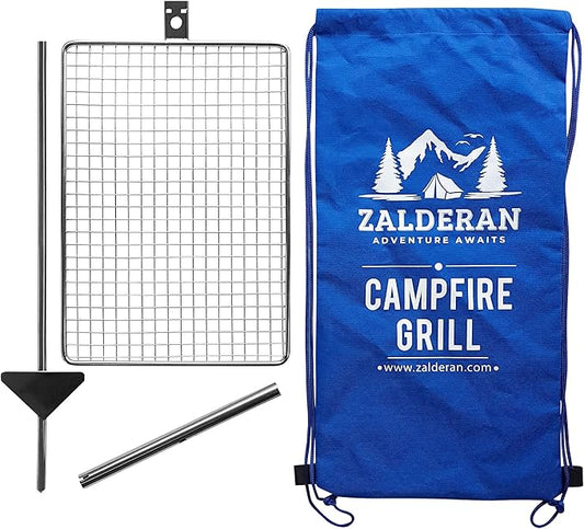 Campfire Grill – Small, Lightweight 304 Stainless Steel Cooking Grate for Camping, Hiking, Backpacking – Portable Campfire Cooking Grill for 1–2 People