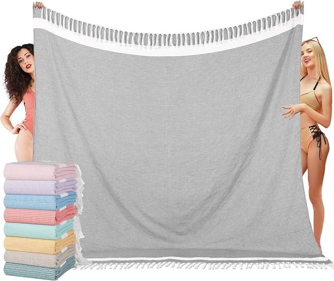 Oversized Turkish Beach Towel Blanket XXL Cotton Sandproof Towels Boho Woven Extra Large Big Sand Free Giant Throw Blankets Huge Quilt XL Picnic Camping Necessities Cloud for Adult Gifts