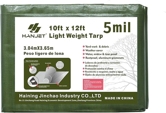 Multi Purpose Waterproof Tarp 10 x 12 Feet 5 Mil Thick Material, Waterproof, for Tarpaulin Canopy Tent, Boat, RV or Pool Cover Army Green…