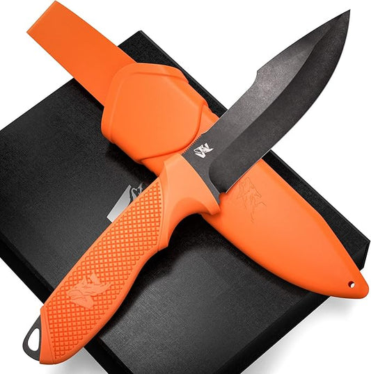 WOLF-I Full Tang Survival Knife with Sheath - Stylish Tactical Fixed Blade - Made of 440C Steel - Bushcraft and Camping Knife Survival - Perfect EDC Outdoor Knife with TPE Handle