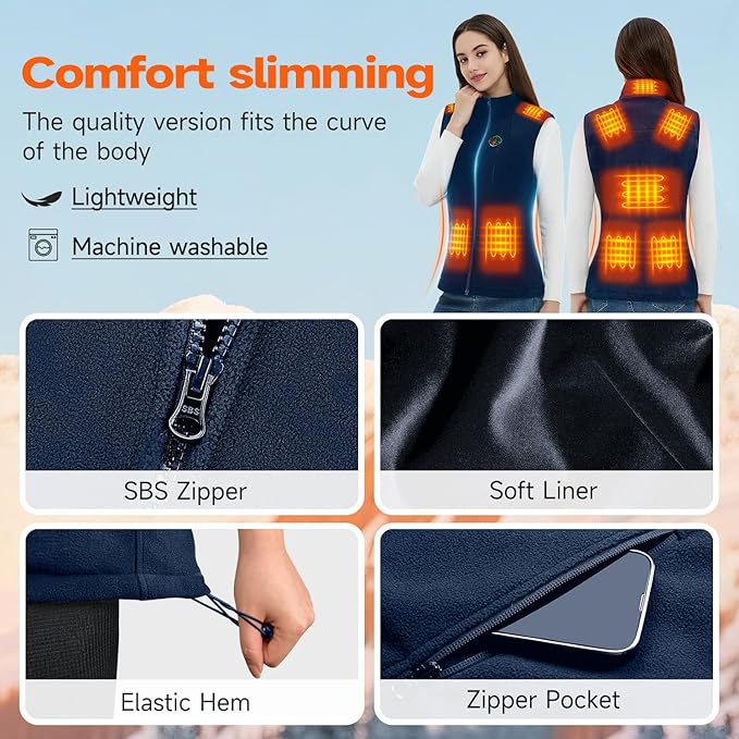 KOVNLO Heated Vest Women with Battery Pack Included, Smart Electric Lightweight Heated Jacket