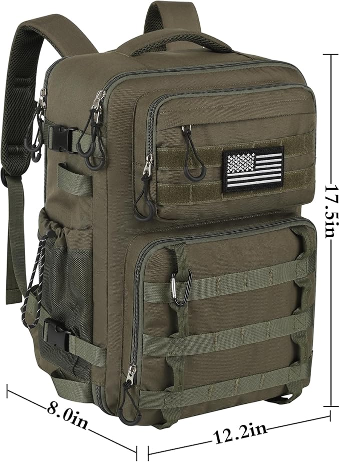 25L Tactical Bag Backpack for Men, Heavy Duty Military Backpack Molle Army Large Rucasack, Laptop Backpack Travel (Green)