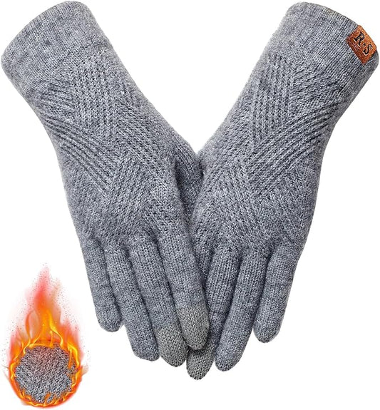 REACH STAR Winter Gloves for Women Touch Screen Elastic Thermal Knit Lining Warm Gloves for Cold Weather
