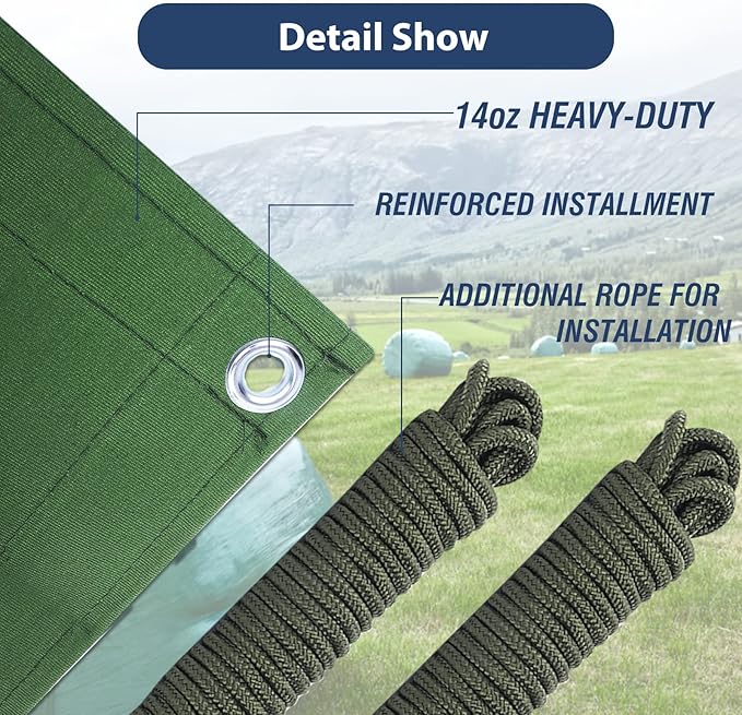 16’x20’ Canvas Tarps Heavy Duty Waterproof Tarpaulins with Aluminum Grommets,UV Resistant, 22Mil Multipurpose Drop Cloth, 14oz Durable Cover Sheet for Outdoor and Indoor Use with Ropes.