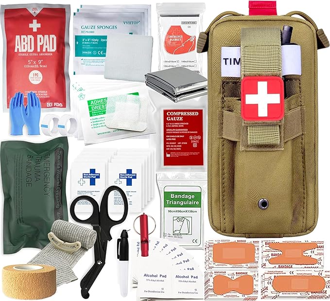 Med Kit Trauma Kit Bleeding Contral Pack, Emergency Survival First Aid Kits EMT IFAK Medical Kit for Severe Bleeding Control Military Camping and Hiking