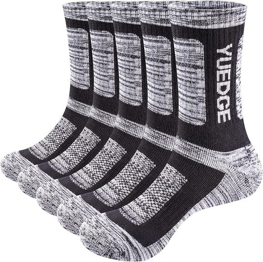 Men's Performance Cotton Moisture Wick Sports Hiking Workout Training Athletic Cushion Crew Socks For Men Size 6-13