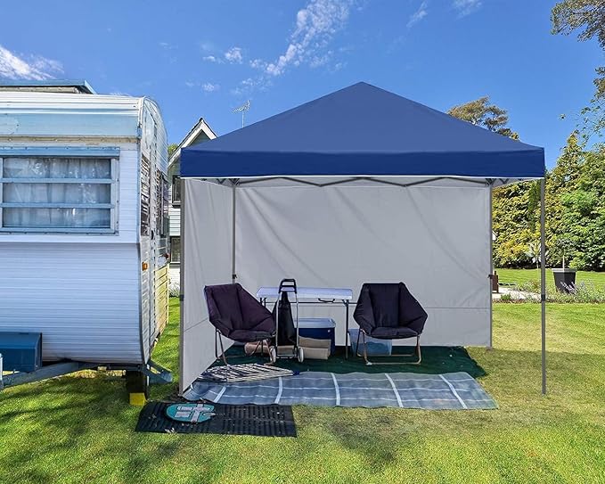 ABCCANOPY Easy Pop up Canopy Tent with 2 Sidewalls for Outdoor Sun Blocking or Rain Protection,10x10, Navy Blue