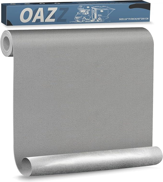 OAZ 16 x 79 inch Canvas Fabric Patch Self-Adhesive Waterproof Fabric Repair Patch Kit for Boat Cover Sofa Chair Couch Tent Bag (Gray)