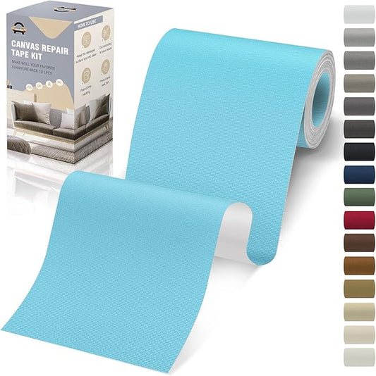 OAZ 4 x 79 inch Canvas Repair Patches Canvas Fabric Patch Self-Adhesive Canvas Repair Tape Waterproof Outdoor Gear Repair Patch Kit for Boat Cover Awning Sofa Chair Couch Tent Bag (Blue)