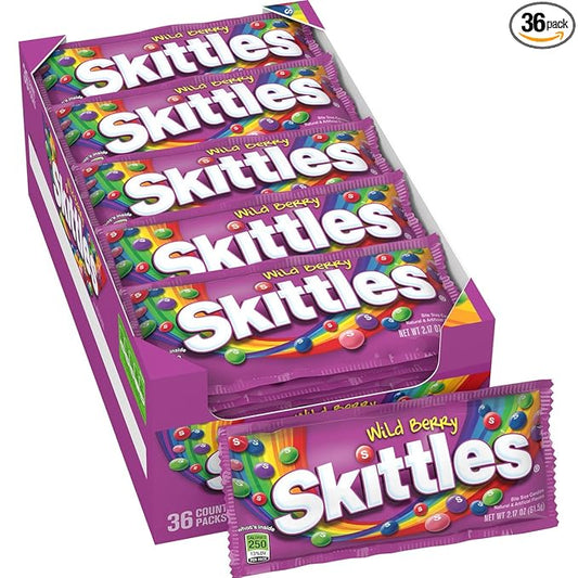 SKITTLES Candy, Wild Berry Fruit Chews Candy, 2.17 oz (36 Count)