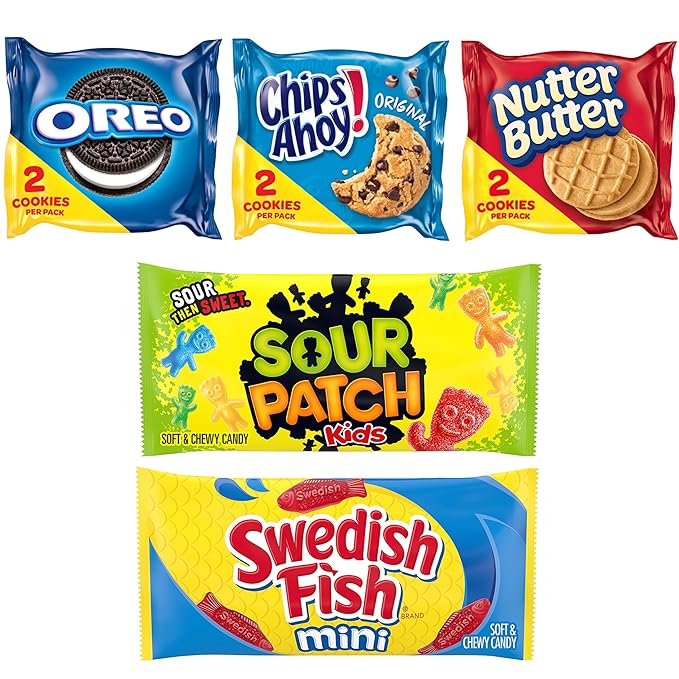 OREO, CHIPS AHOY!, Nutter Butter, SOUR PATCH KIDS & SWEDISH FISH Candy & Cookies Variety Pack, 40 Snack Packs